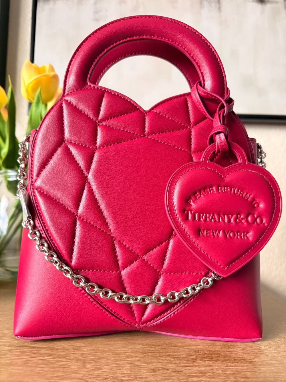 Tiffany & Co. Return to Tiffany Mini Padded Tote Bag Dark Red Fuchsia